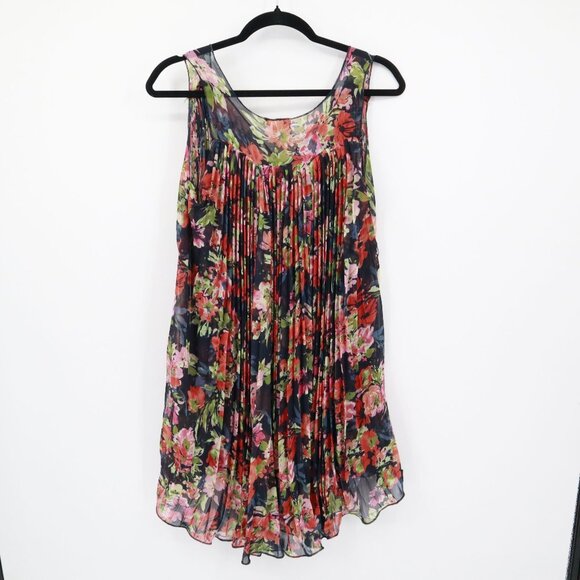 Black Sheep Pleated Mini Dress Womens XS Black Coquette Fairycore Bloomcore Boho - Picture 13 of 16